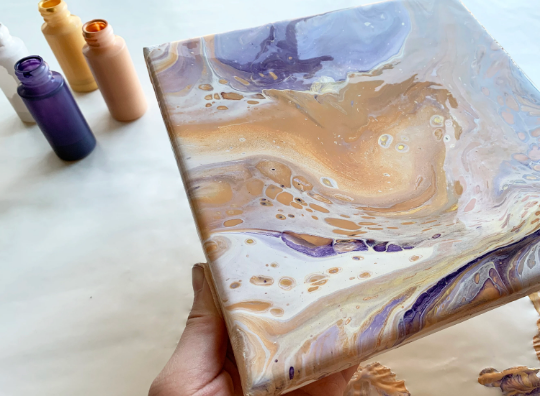Fluid Art Canvas Painting Kit - Purple Peach